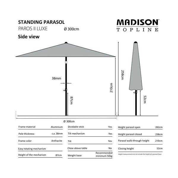 Béžový slunečník ø 300 cm Paros II - Madison-image-1