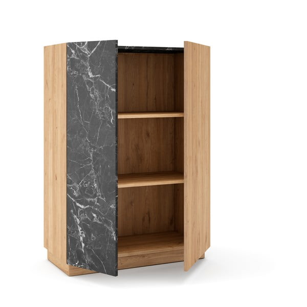 Černá/přírodní skříňka v dekoru dubu 90x127 cm Dione – Marckeric-image-4