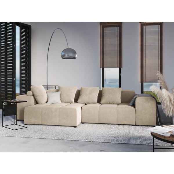 Béžový sametový polštář k modulární pohovce Rome Velvet - Cosmopolitan Design-image-3