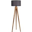Tmavě šedá/v přírodní barvě stojací lampa s textilním stínidlem (výška 153 cm) Tripod – Opviq lights