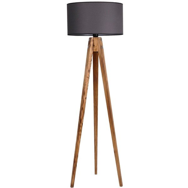 Černá/v přírodní barvě stojací lampa s textilním stínidlem (výška 153 cm) Tripod – Opviq lights