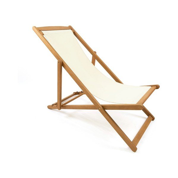 Béžové skládací zahradní lehátko z akáciového dřeva Bonami Essentials Deck