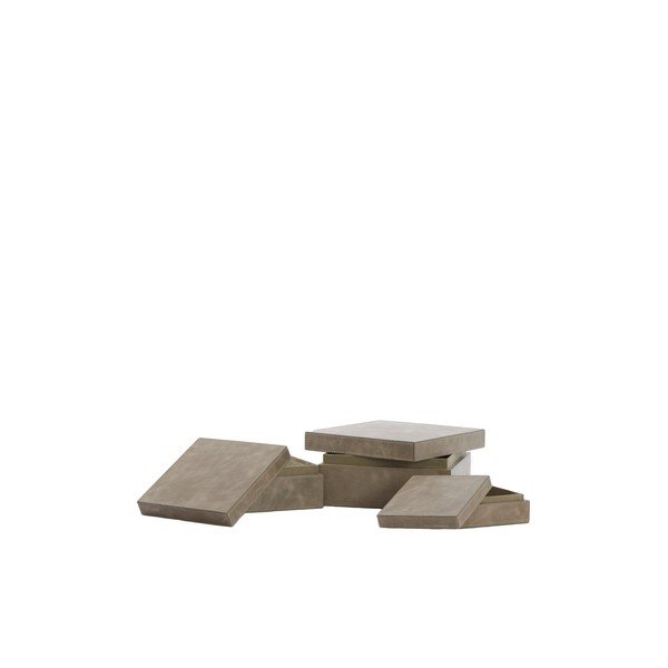 Kožené dekorativní úložné boxy s víkem v sadě 3 ks Kae – Light & Living-image-2