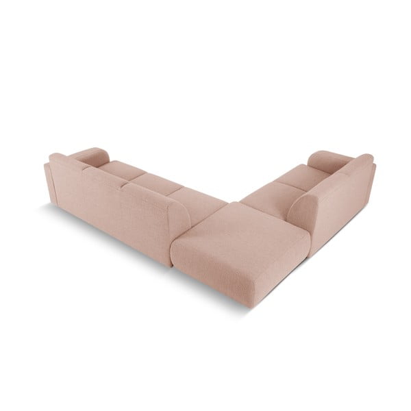 Růžová rohová pohovka z textilie bouclé (levý roh) Molino – Micadoni Home-image-3