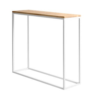 Bílý konzolový stolek s dubovou deskou CustomForm Julita
