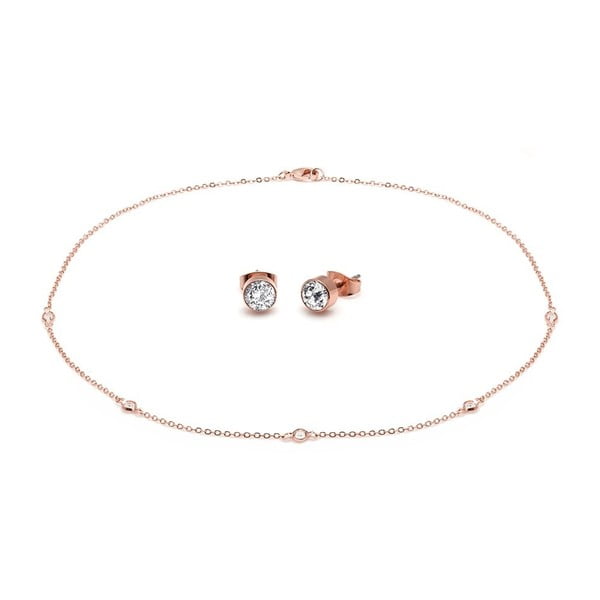 Sada růžově pozlaceného náhrdelníku a náušnic se Swarovski krystaly GemSeller Callisa