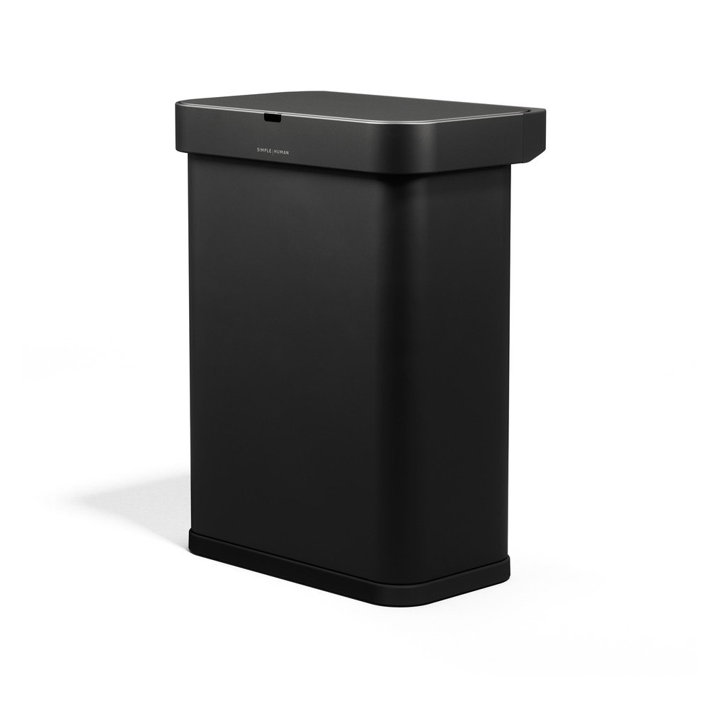 Čierny bezdotykový oceľový odpadkový kôš 58 l Sensor – simplehuman