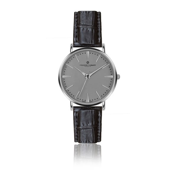 Pánské hodinky s černým páskem z pravé kůže Frederic Graff Silver Eiger Croco Black Leather