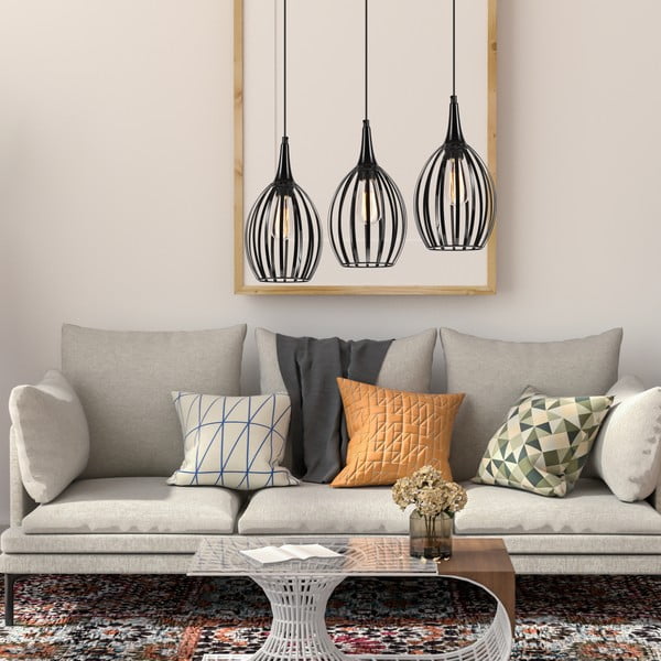 Černé závěsné svítidlo ø 17,5 cm Vincent – LAMKUR-image-2