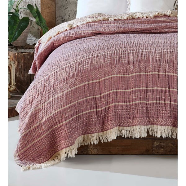 Červený mušelínový přehoz na dvoulůžko 220x240 cm Etno - Mijolnir-image-1