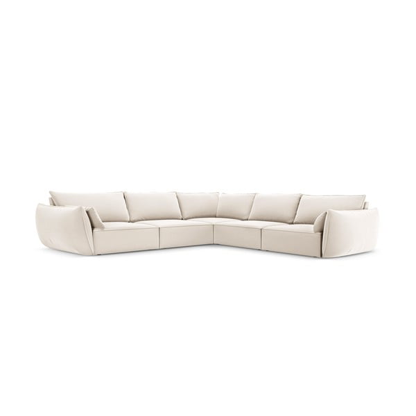 Béžová sametová rohová pohovka Vanda – Mazzini Sofas-image-2