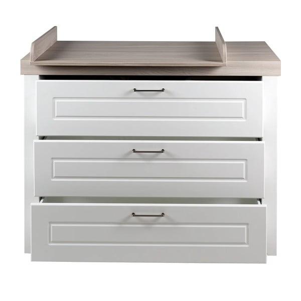 Bílá nízká dětská komoda v dekoru jilmu s přebalovacím pultem 120x98 cm Felicia – Roba-image-3