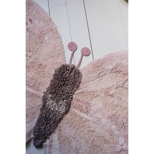 Světle růžovo-béžový pratelný ručně tkaný bavlněný dětský koberec 90x120 cm Baby Butterfly – Lorena Canals-image-4