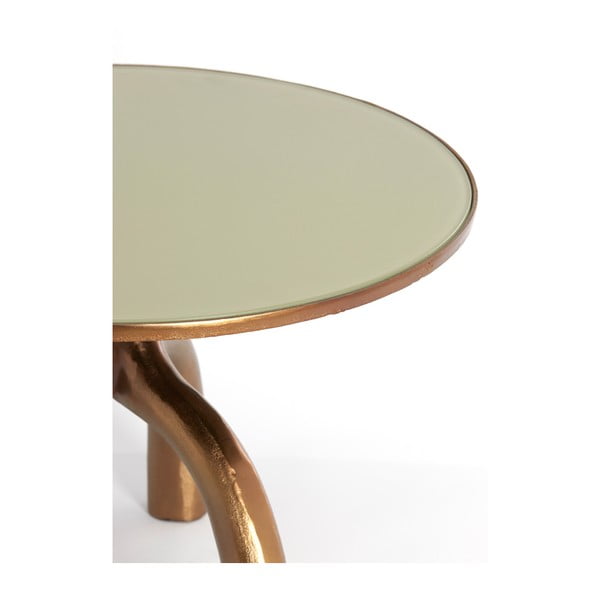 Skleněný kulatý konferenční stolek v bronzové a béžové barvě ø 65 cm Mello – Light & Living-image-1