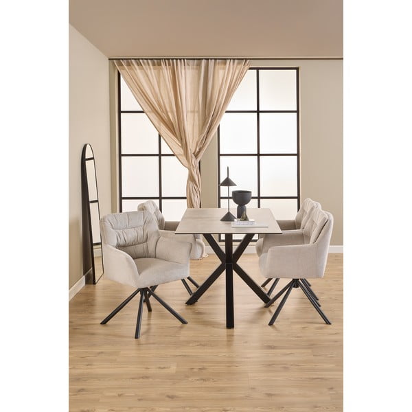 Béžové čalouněné jídelní křeslo s područkami Alonso – Actona-image-3