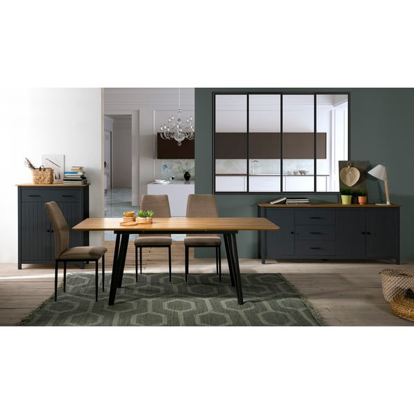 Tmavě modrá vysoká komoda z borovicového dřeva 90x110 cm Miranda – Marckeric-image-1