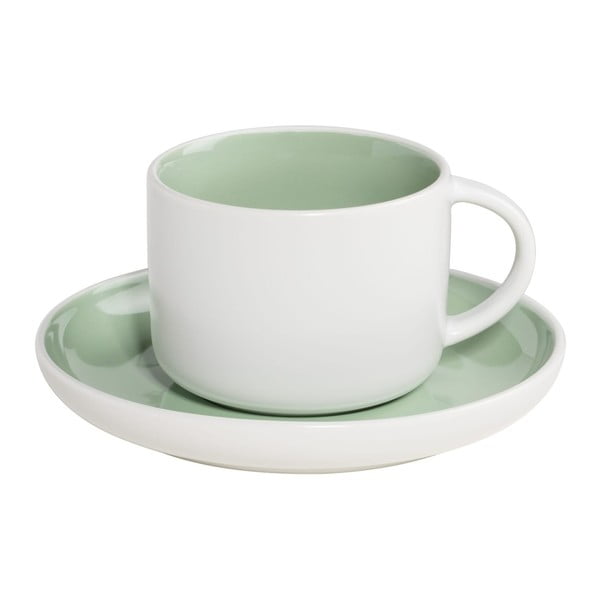Bílo-zelený porcelánový hrnek s podšálkem Maxwell & Williams Tint, 240 ml