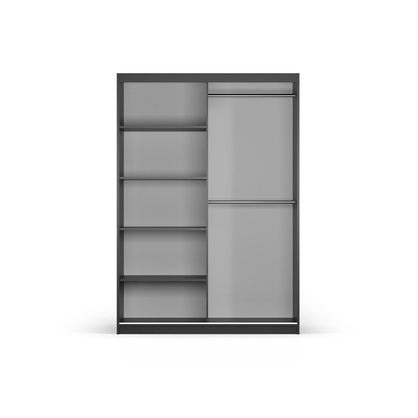 Černá šatní skříň se zrcadlem a s posuvnými dveřmi 151x215 cm Lisburn - Cosmopolitan Design-image-3