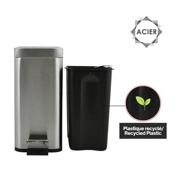 Nášlapný ocelový odpadkový koš v matně stříbrné barvě 5 l   Erik – Spirella-image-4