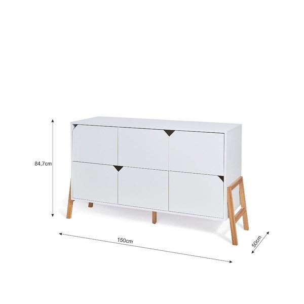 Bílá komoda s 6 šuplíky BELLAMY Lotta-image-2