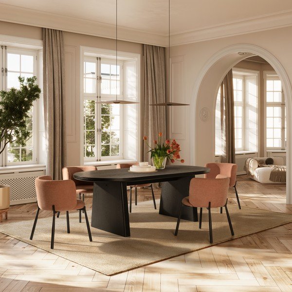 Broskvová čalouněná jídelní křesla v sadě 2 ks Ginny – MOME-image-1