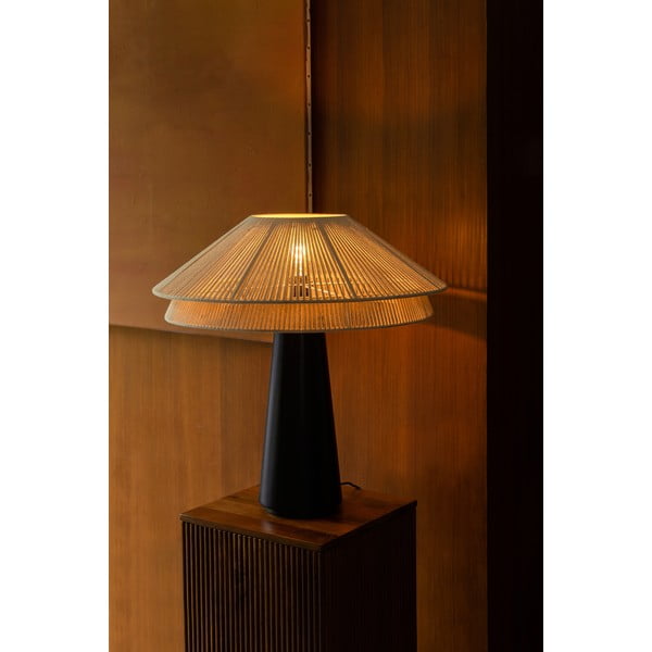 Černobílá stolní lampa s textilním stínidlem (výška 62 cm) Elon – Dutchbone-image-2