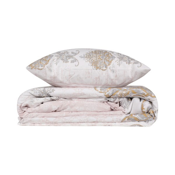 Hnědo-béžové bavlněné povlečení na jednolůžko 140x200 cm Daisy – Mijolnir-image-2