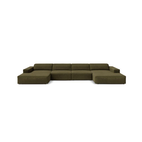 Khaki sametová modulární rohová pohovka (do "U") Jodie – Micadoni -image-2