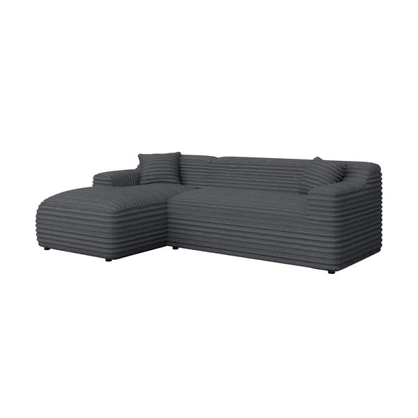 Tmavě šedá manšestrová rohová pohovka (levý roh/s lenoškou) Martin – Ropez-image-2