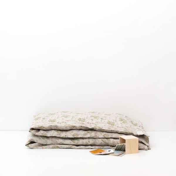 Dětské béžové lněné povlečení Linen Tales Botany, 140 x 200 cm-image-2