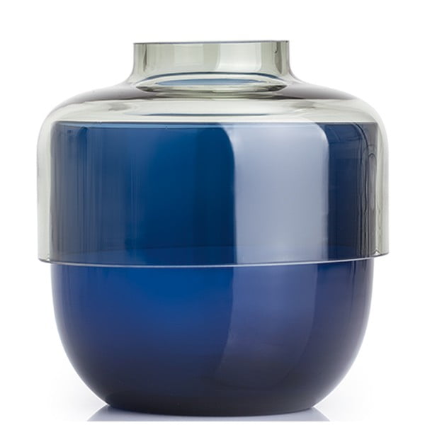 Sada 2 šedo-modrých skleněných váz LEONARDO Fusione
