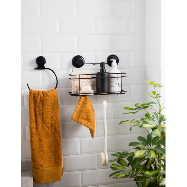 Černá samodržící nástěnná koupelnová polička Compactor Bestlock Black All Purpose Holder, 30 x 20,5 cm-image-1