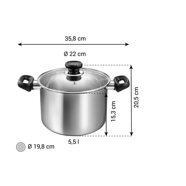 Nerezový hrnec s pokličkou na indukci 5,5 l Brava – Tescoma-image-3