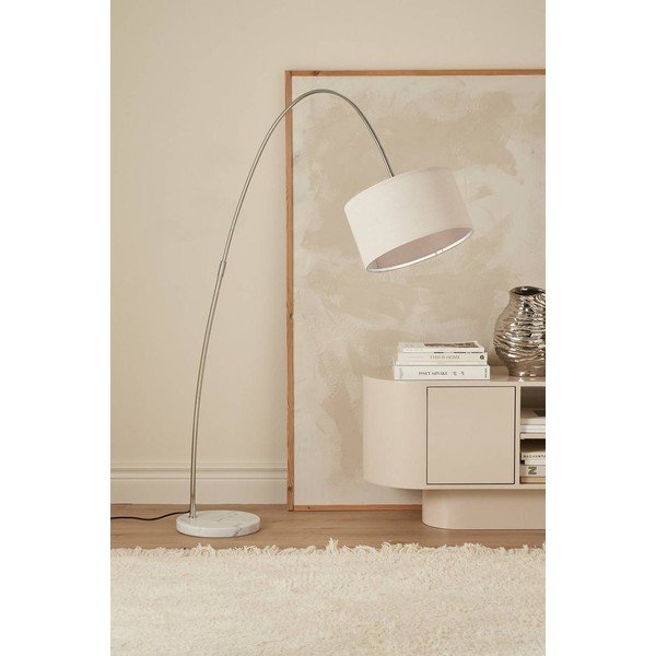 Bílá látková stojací lampa s ohybatelnou konstrukcí (výška 145 cm) Arc – Ellos Home-image-1