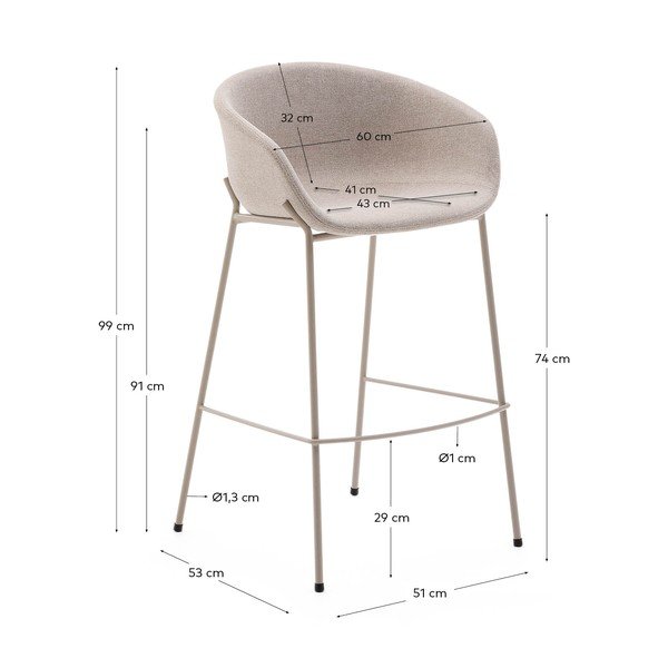 Béžová barová židle (výška sedáku 75 cm) Yvette – Kave Home-image-3