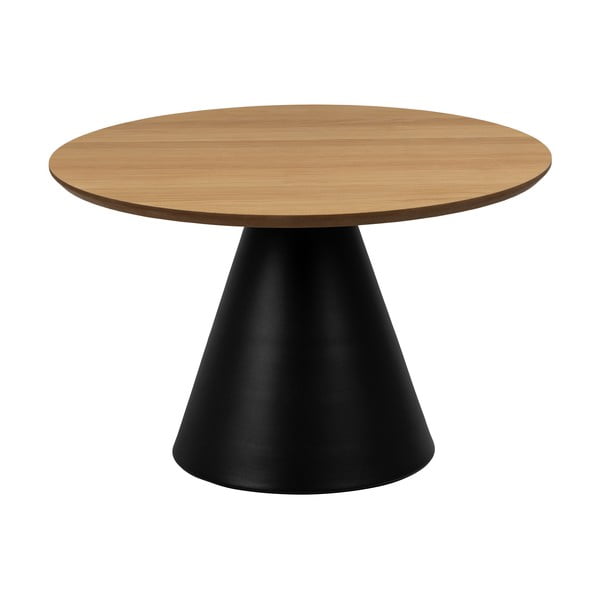 Černo-přírodní kulatý konferenční stolek s deskou v dubovém dekoru ø 65 cm Soli – Actona-image-3