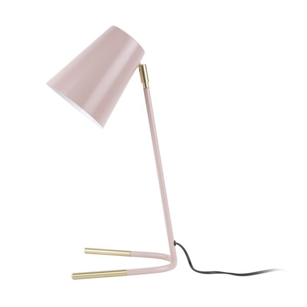Růžová stolní lampa s detaily ve zlaté barvě Leitmotiv Noble
