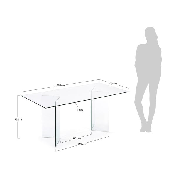 Jídelní stůl se skleněnou deskou 90x200 cm Burano – Kave Home-image-4