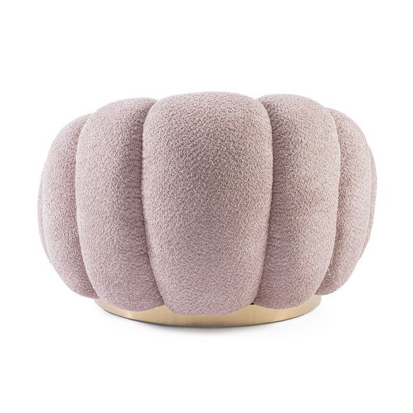 Růžové otočné křeslo z textilie bouclé Florel – Bizzotto-image-4