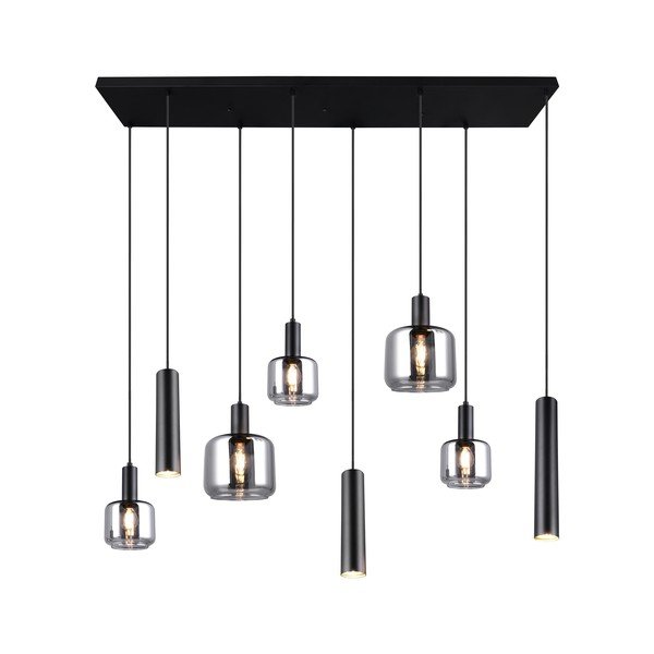 Černé závěsné svítidlo s kovovo-skleněným stínidlem Mataro – Trio-image-2