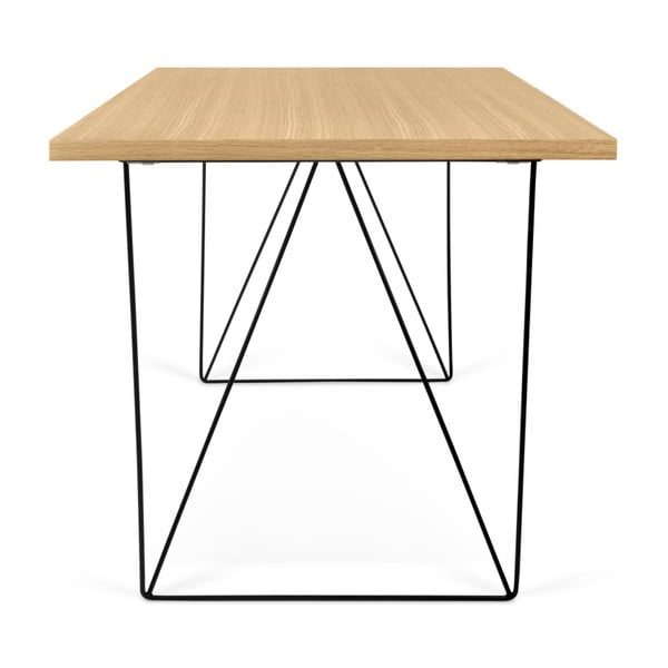 Pracovní stůl v dekoru dubového dřeva s černými nohami TemaHome Flow, 140 x 75 cm-image-3