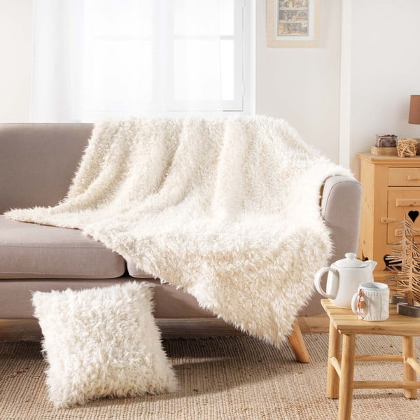 Bílá deka z umělé kožešiny 125x150 cm Mouton – douceur d'intérieur-image-2