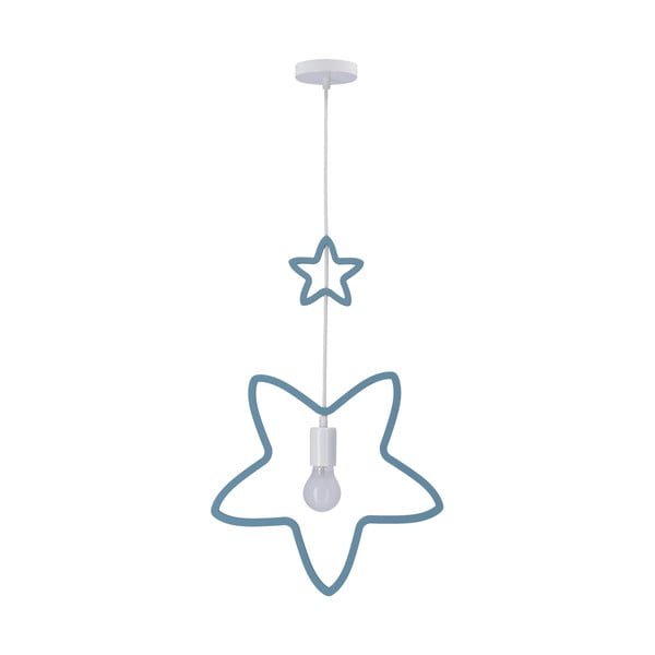 Bílo-světle modré závěsné svítidlo s textilním stínidlem Single – Candellux Lighting