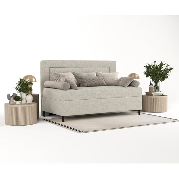 Šedobéžová čalouněná jednolůžková postel 90x200 cm Alba – Maison de Rêve-image-2