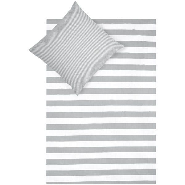 Šedo-bílé bavlněné povlečení na jednolůžko Kjana Lorena, 135 x 200 cm