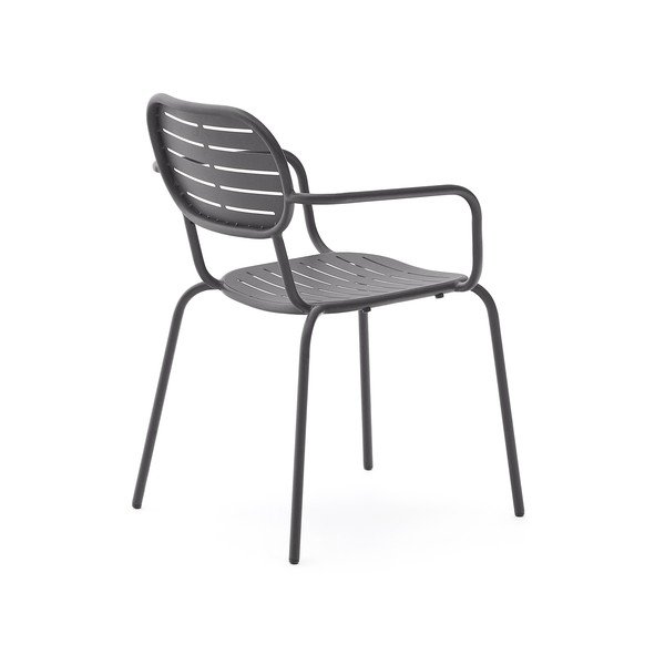 Tmavě šedá kovová zahradní židle Brai – Kave Home-image-4