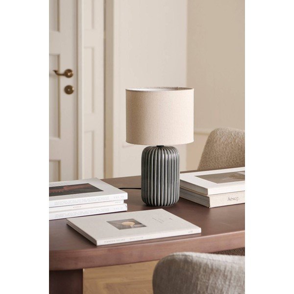 Šedá/béžová látková stolní lampa (výška 36 cm) Mizu – Ellos Home-image-2