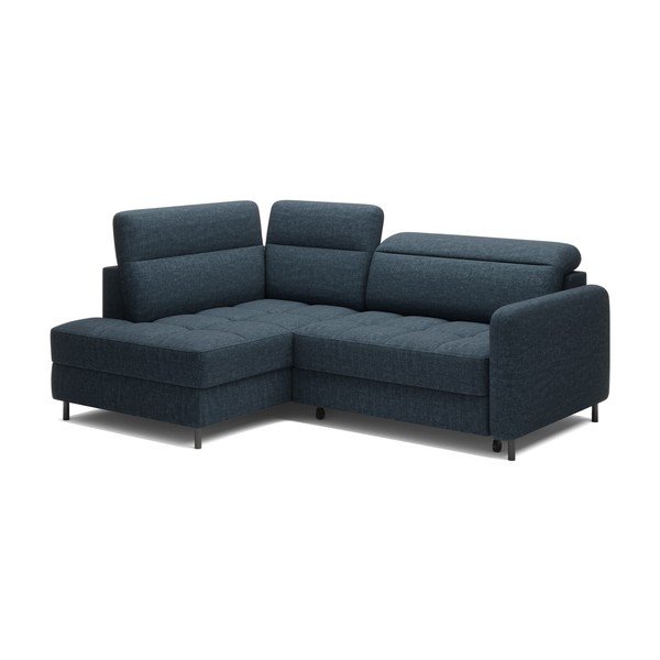 Modrá sametová rozkládací/s úložným prostorem rohová pohovka (levý roh/do L) Barea – ELTAP-image-2