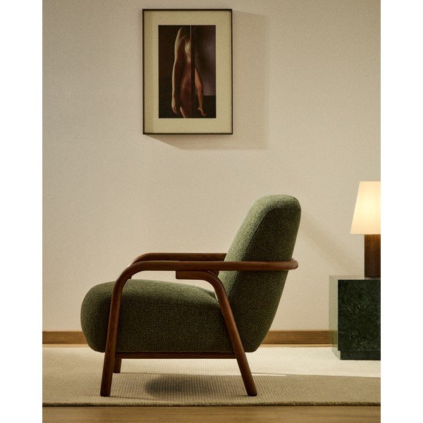 Tmavě zelené žinylkové křeslo Sylo – Kave Home-image-1