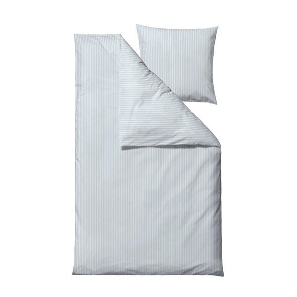 Světle modré povlečení na jednolůžko z ranforce bavlny Södahl Stripes, 140 x 220 cm